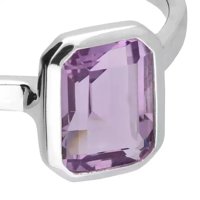 Solitaire Amethyst Ring Sterling Silver 925 Hallmarked British Made Size M - R