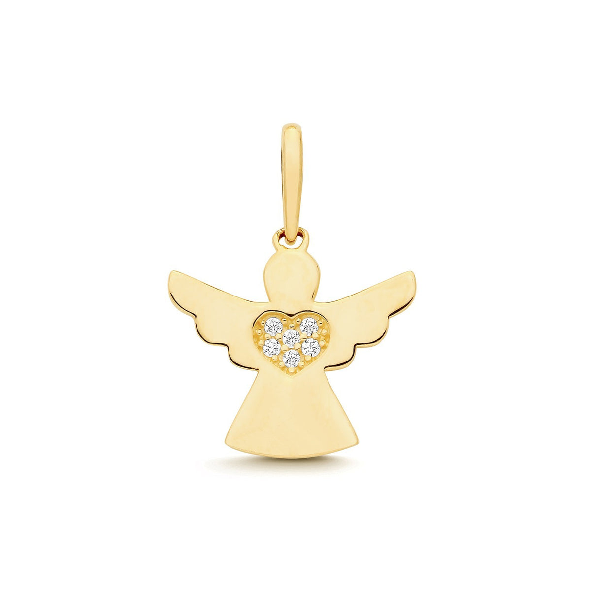 Cluster Heart Angel 9ct Yellow Gold Pendant 375 Hallmarked All Chain Lengths