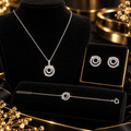 Open Zircon Necklace Earrings Bracelet Set Sterling Silver 925 Hallmarked