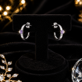 Amethyst Huggie Hoop Earrings Sterling Silver 925 Hallmarked Brand New Boxed