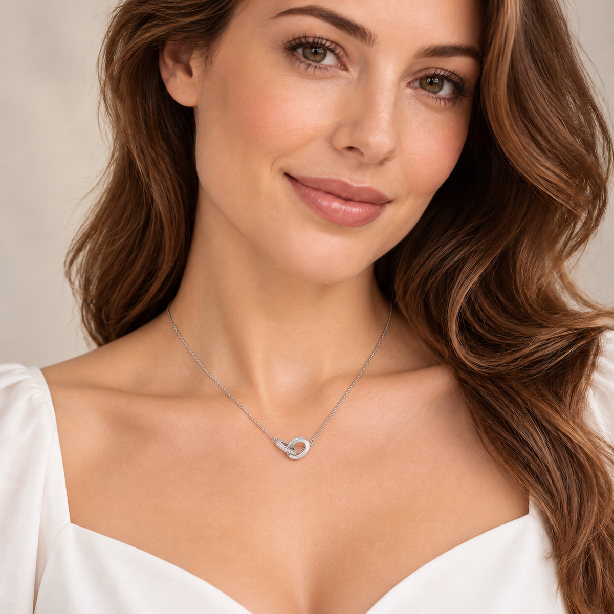 Ladies Pave Ring Necklace Sterling Silver 925 Hallmarked British Made