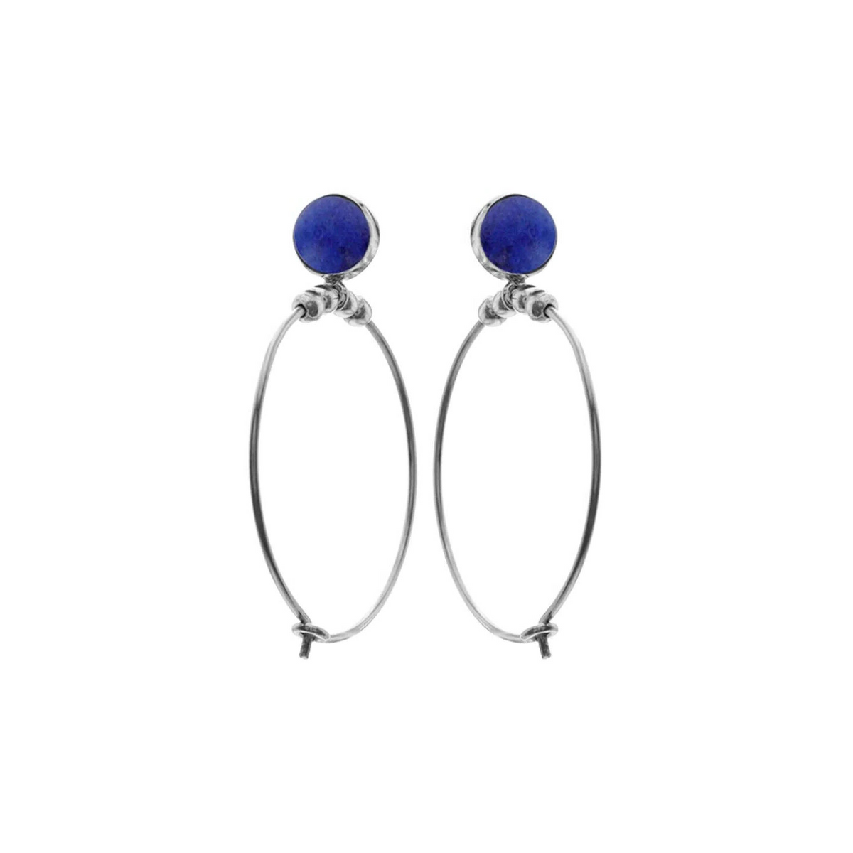 Ivy Lapis Lazuli Hoop Earrings Sterling Silver 925 Hallmarked Brand New Boxed
