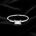 Baguette Solitaire Ring Sterling Silver 925 Hallmarked British Made Size L - Q