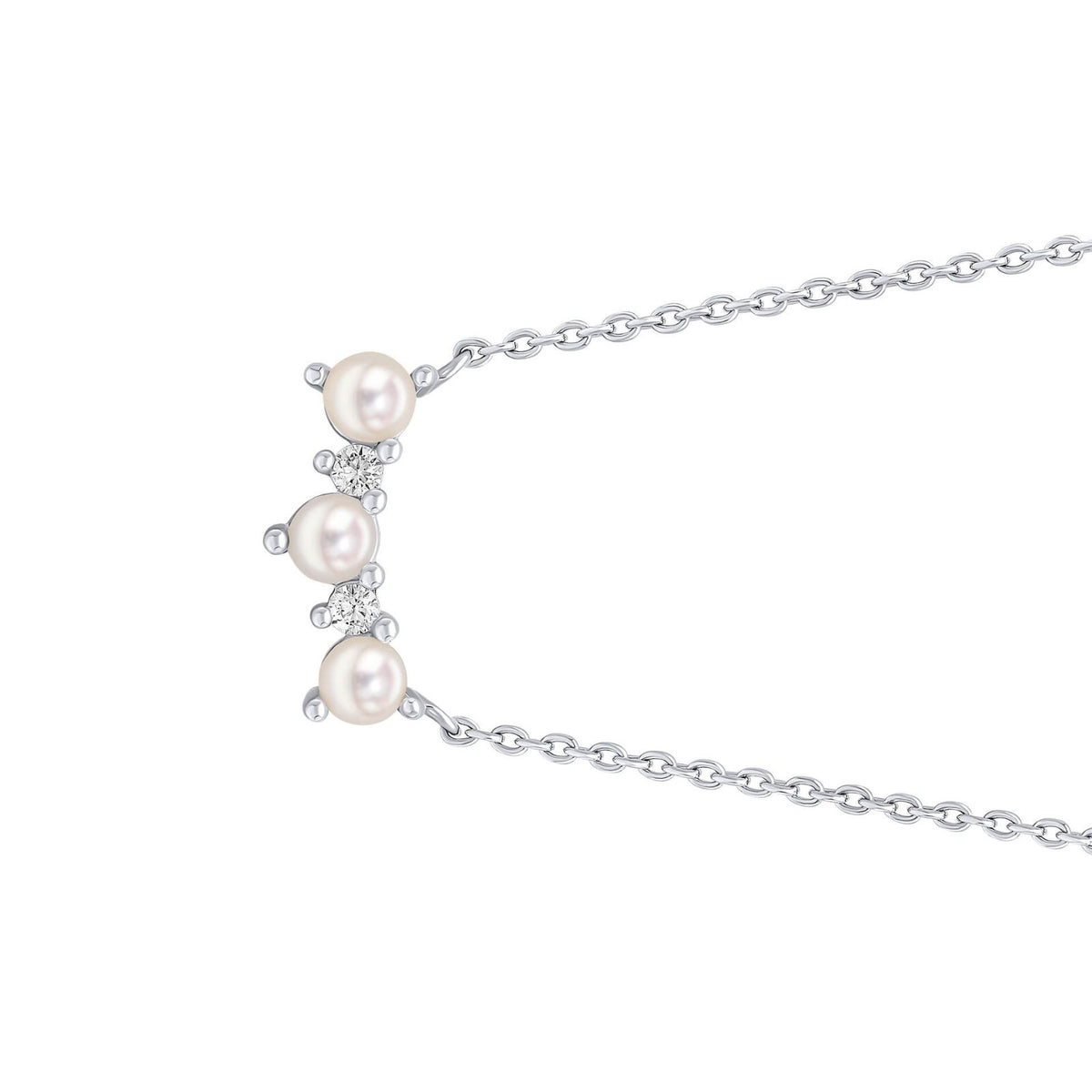 Curved Freshwater Pearl Necklace Sterling Silver 925 Hallmarked Brand New Boxed