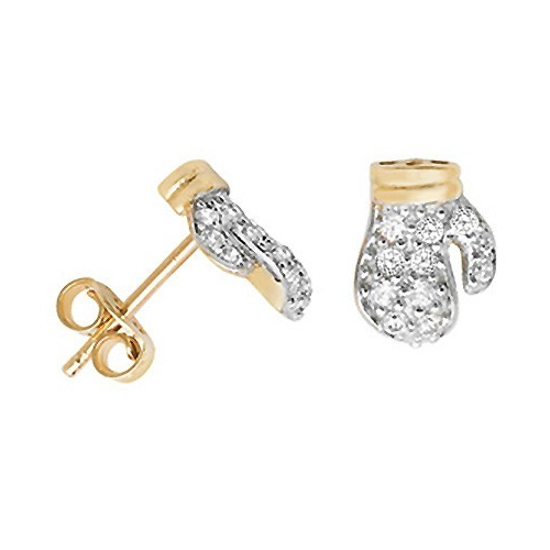 Mens Boxing Glove Earrings 9ct Yellow Gold Gents 375 Hallmarked Brand New Boxed