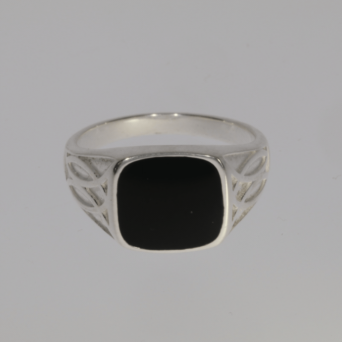Sterling Silver Gents Ring Onyx Signet Design Hallmarked Size R - Z British Made