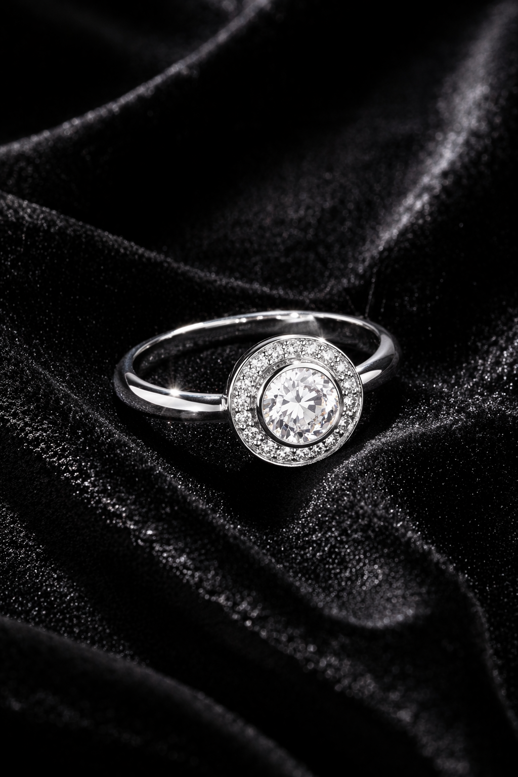 Round Moissanite Ring Sterling Silver 925 Hallmarked British Made Size L - Q