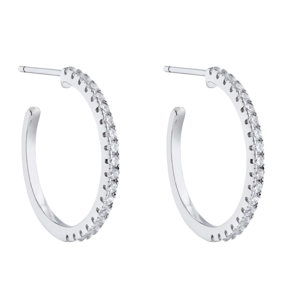 3/4 Zircon Hoop Earrings Sterling Silver 925 Hallmarked Brand New Boxed
