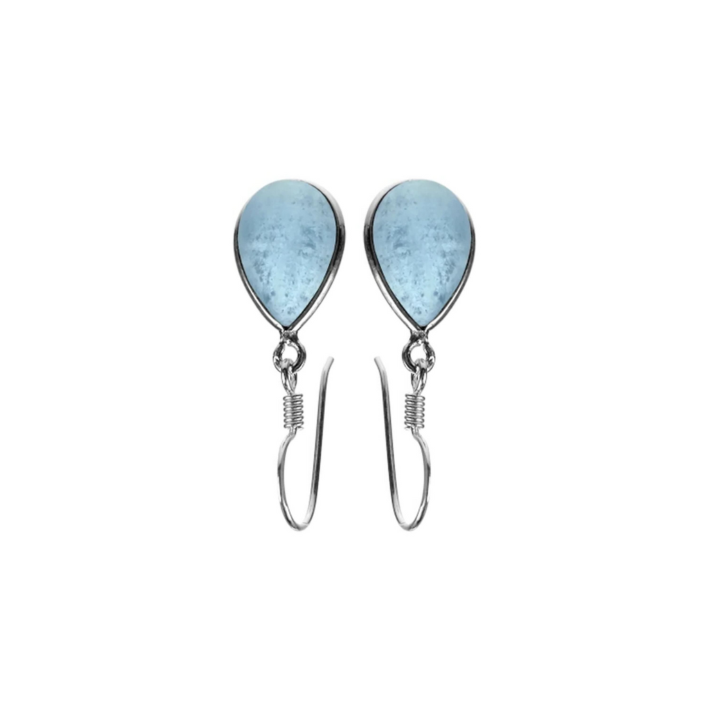 Teardrop Natural Aquamarine Drop Earrings Sterling Silver 925 Hallmarked
