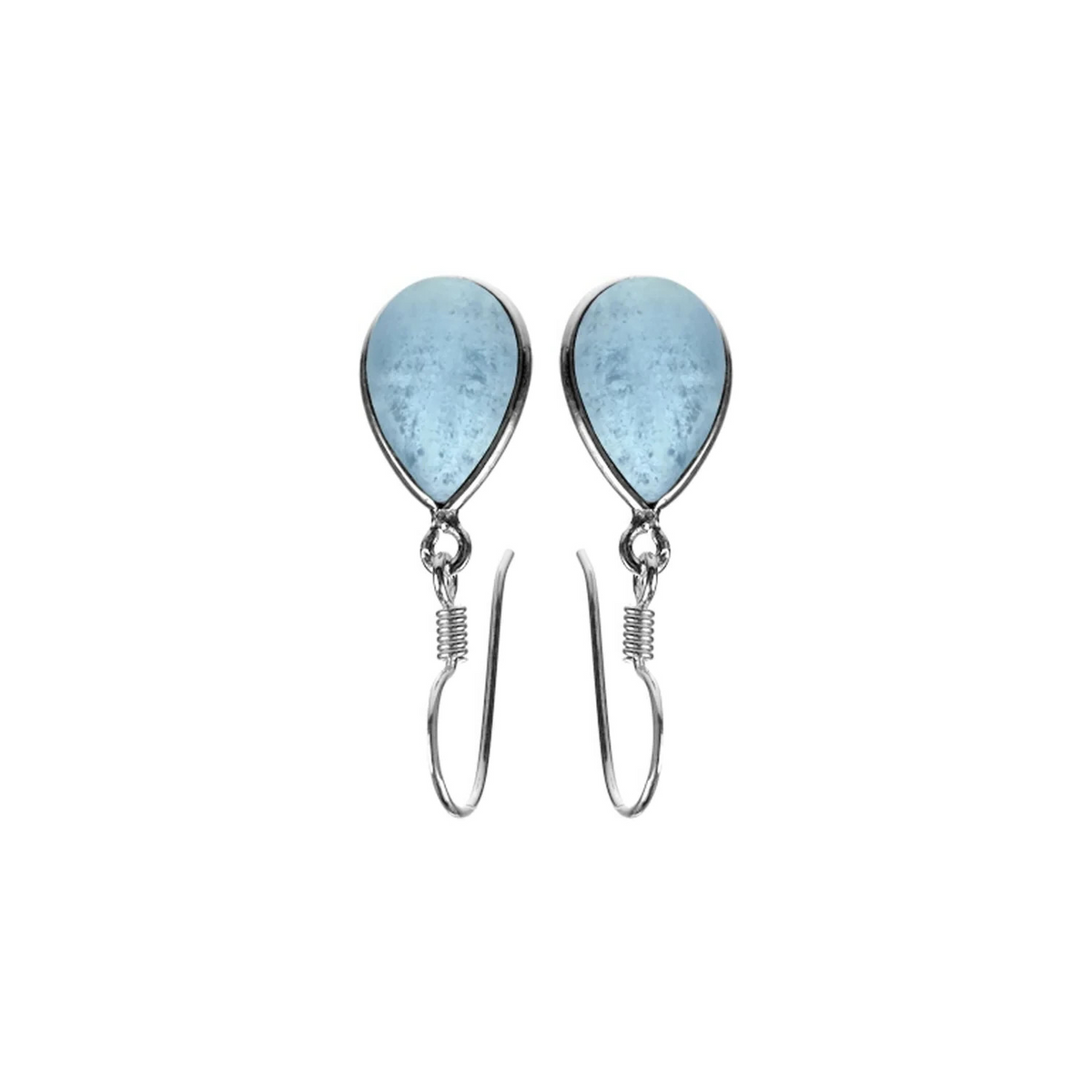 Teardrop Natural Aquamarine Drop Earrings Sterling Silver 925 Hallmarked