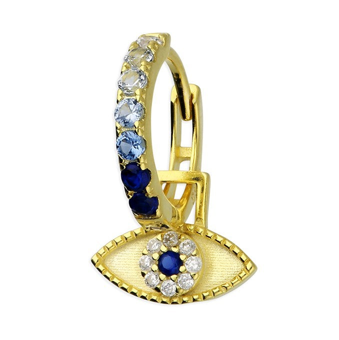 Evil Eye Huggie Hoop Earrings 18ct Yellow Gold Plated Hallmark Brand New Boxed