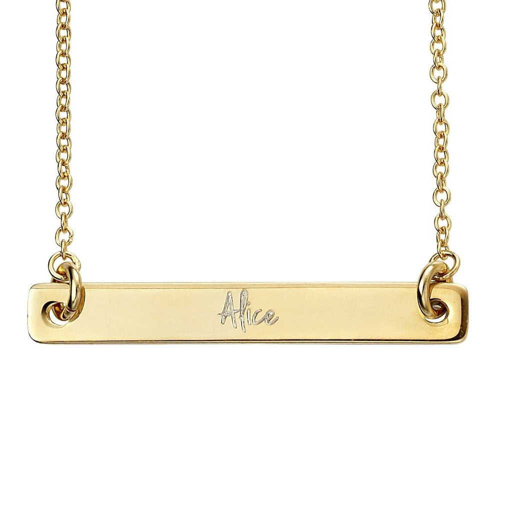 Engravable Bar Pendant 9ct Yellow Gold Plated Hallmarked All Chain Lengths