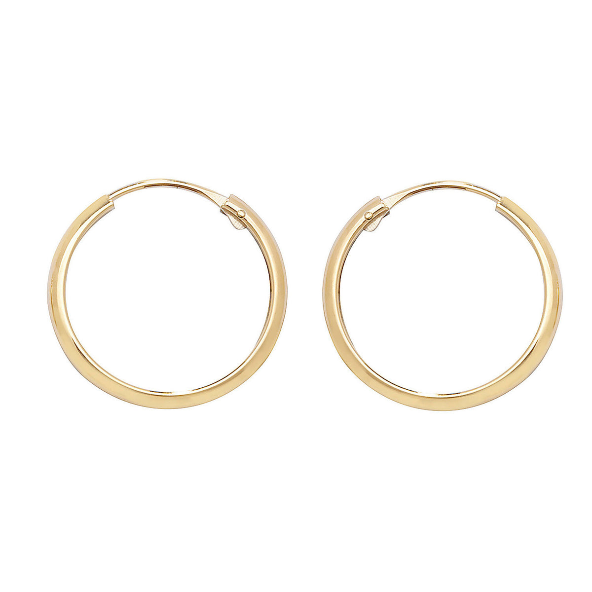 9ct Yellow Gold Sleeper Hoop Earrings 375 Hallmarked 12mm - 14mm Diameter
