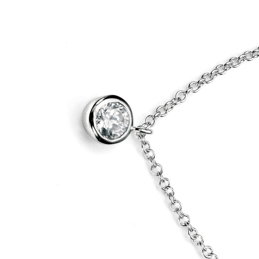 Flush Solitaire Zircon Necklace Sterling Silver 925 Hallmarked Brand New Boxed