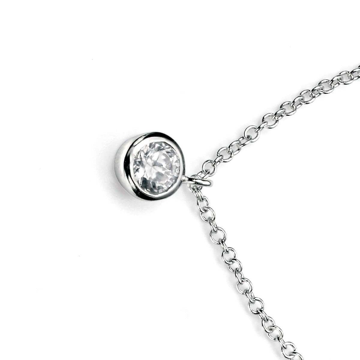 Flush Solitaire Zircon Necklace Sterling Silver 925 Hallmarked Brand New Boxed