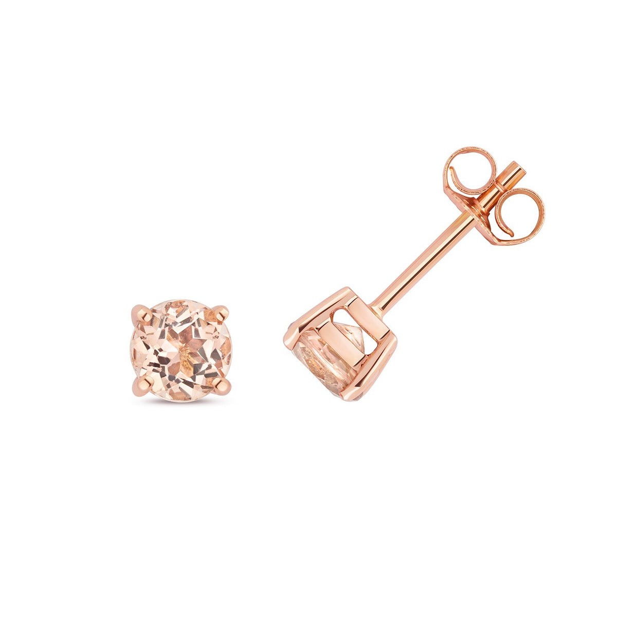 Yellow Gold 4 Claw Morganite Earrings 9ct 375 Hallmarked New Boxed British Made
