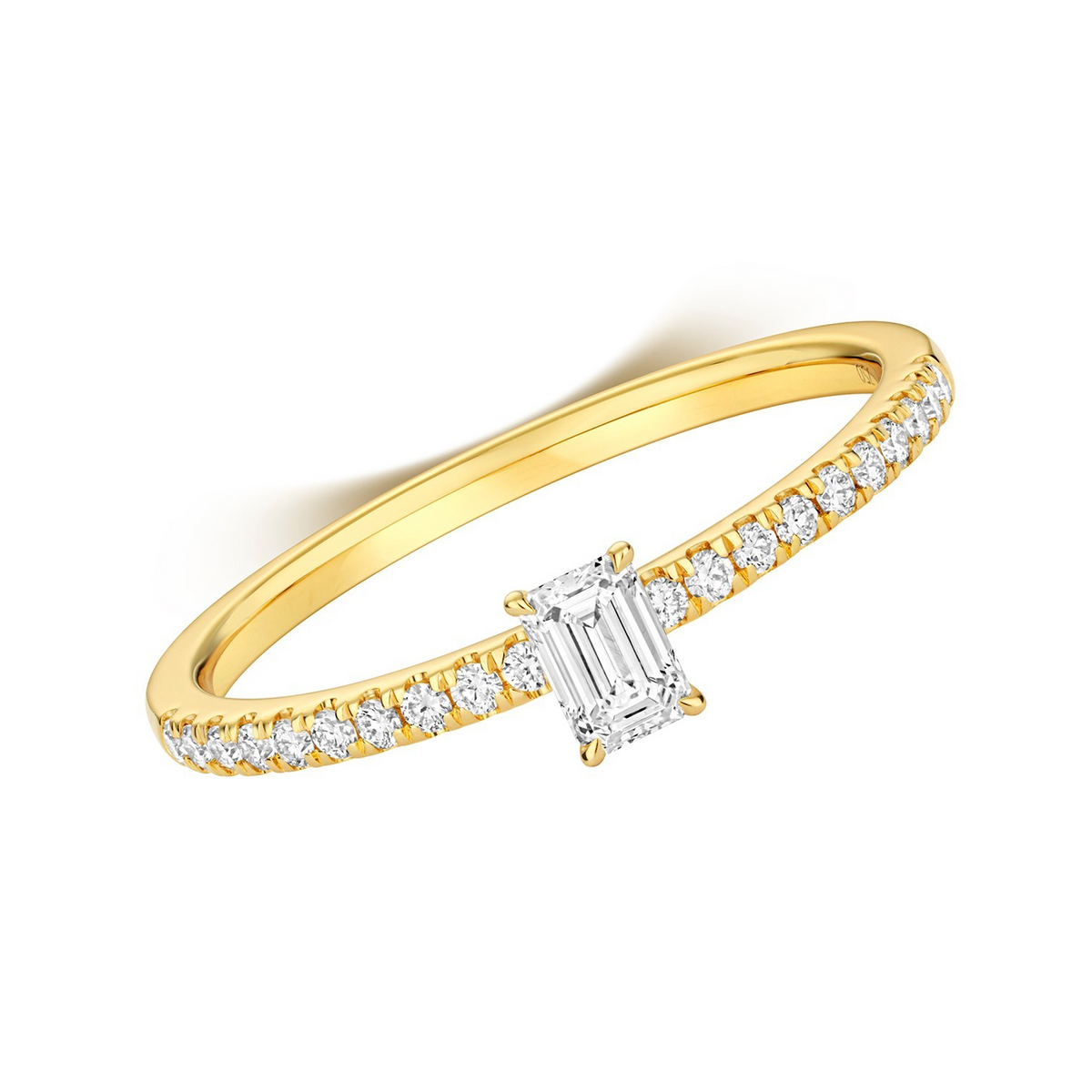 21 Natural Diamond Emerald Cut Ring 18ct Yellow Gold Hallmarked Sizes K - N