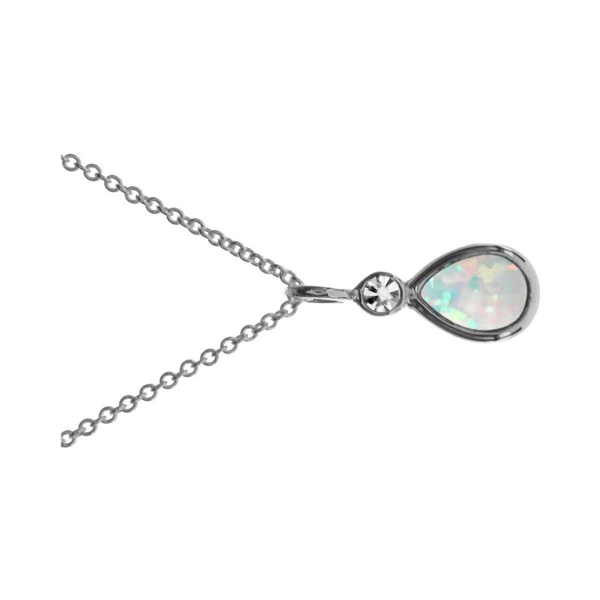 Teardrop Opal Necklace Solid Sterling Silver 925 Hallmarked British Made