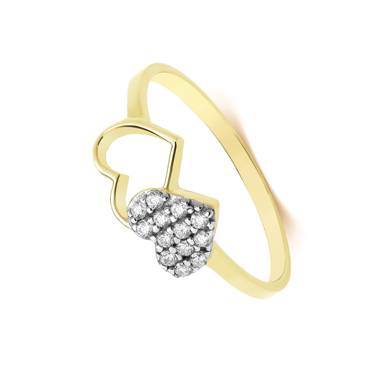 Heart Ring 9ct 2 Tone Gold 375 Hallmarked Sizes J - S British Made