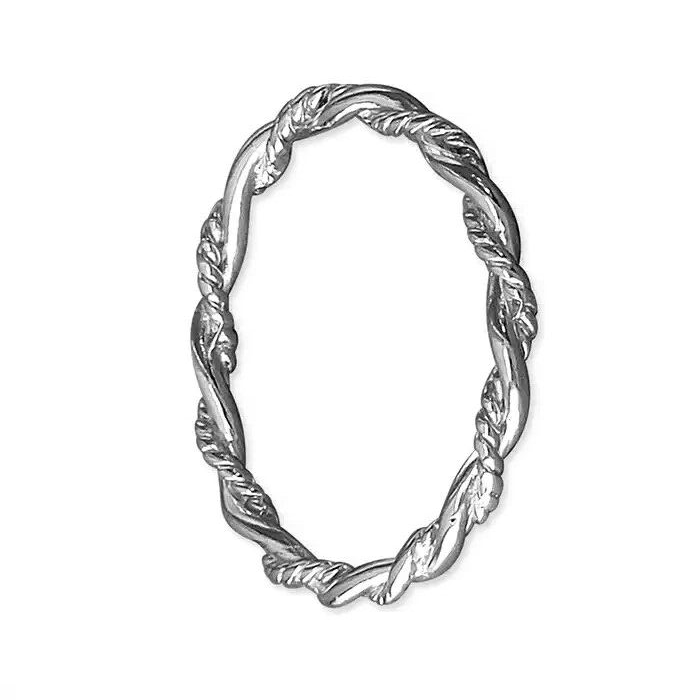 Weave Thin Band Ring Sterling Silver 925 Hallmarked British Made Size L - R