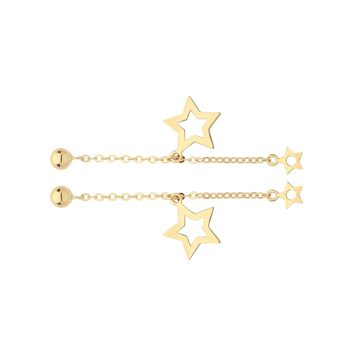 Star Chain Drop Earrings 9ct Yellow Gold 375 Hallmarked Brand New Boxed