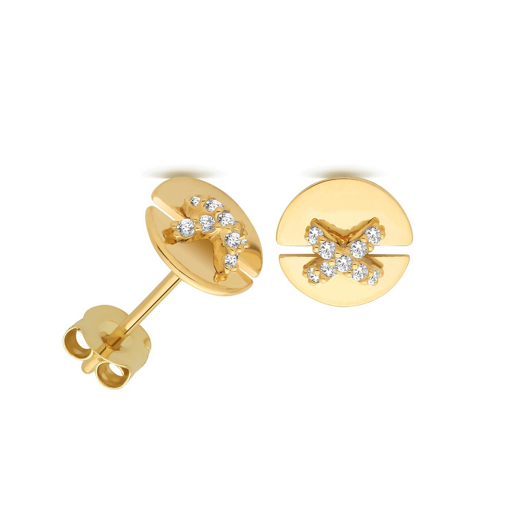 9 Stone X Kiss Stud Earrings 9ct Yellow Gold 375 Hallmarked Brand New Boxed