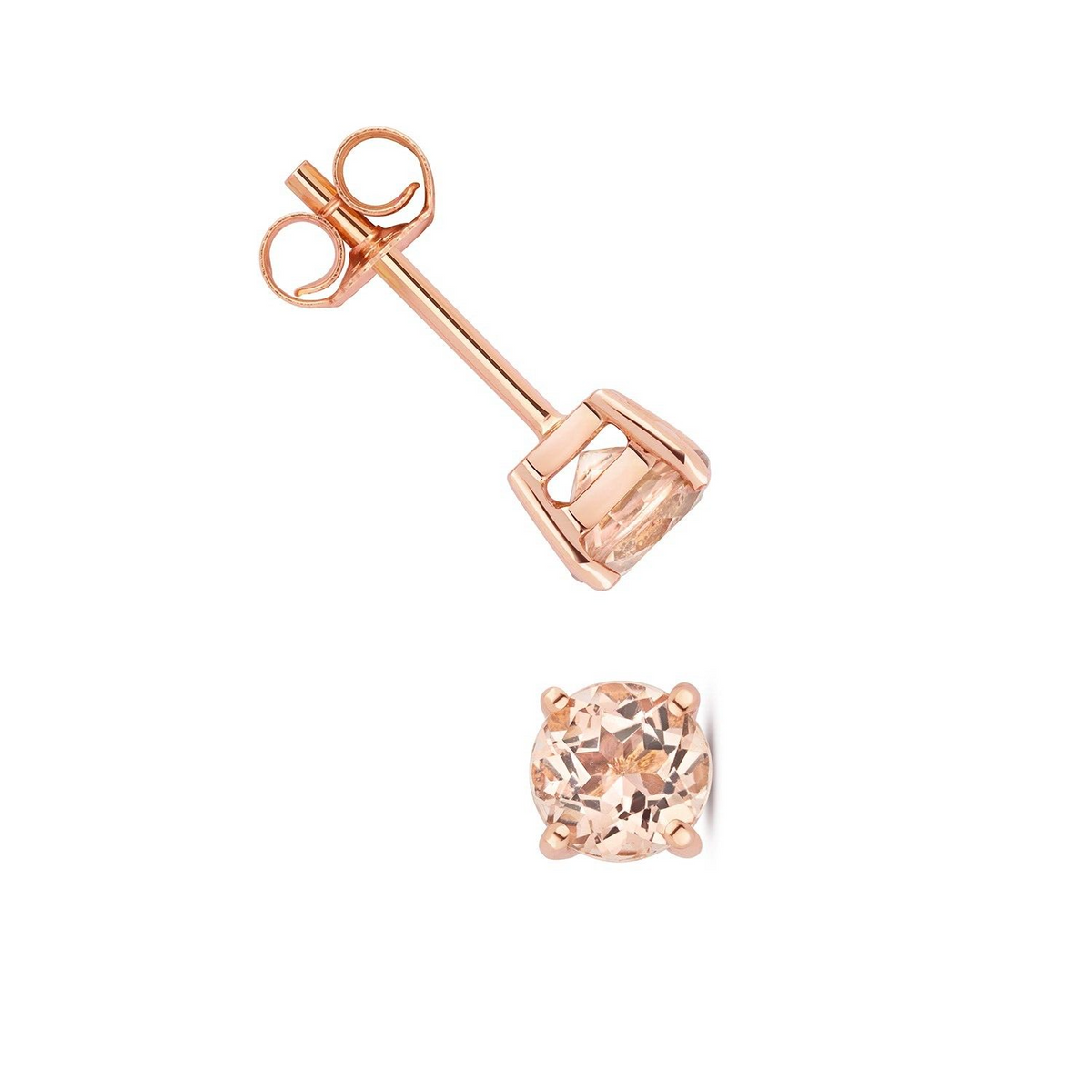 Yellow Gold 4 Claw Morganite Earrings 9ct 375 Hallmarked New Boxed British Made