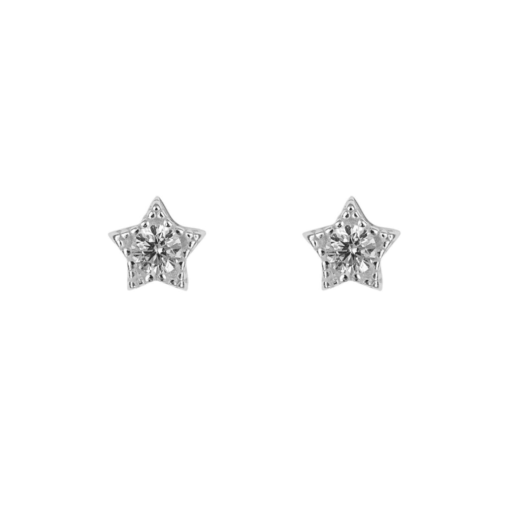 Zircon Star Stud Earrings Sterling Silver 925 Hallmarked Brand New Boxed