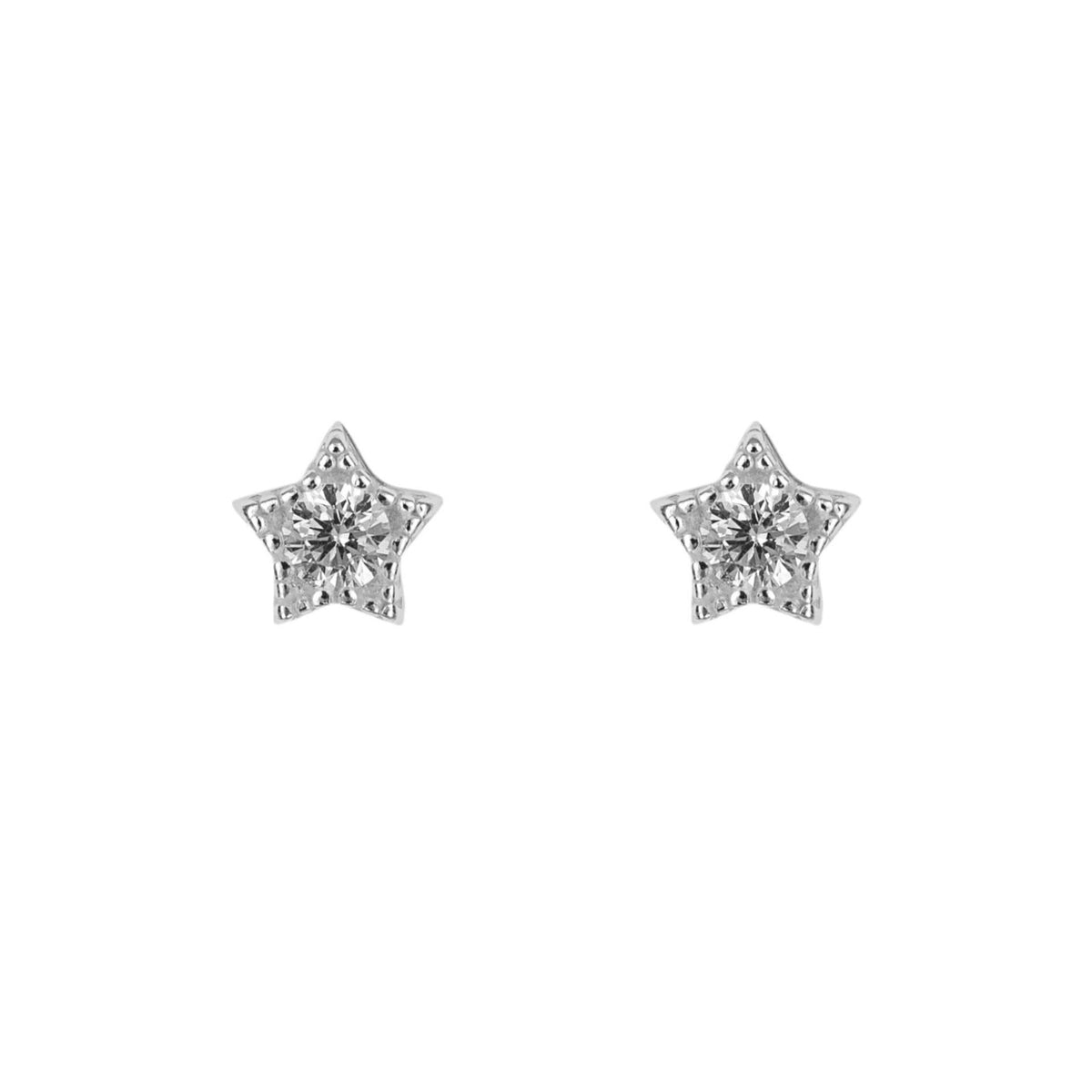 Zircon Star Stud Earrings Sterling Silver 925 Hallmarked Brand New Boxed