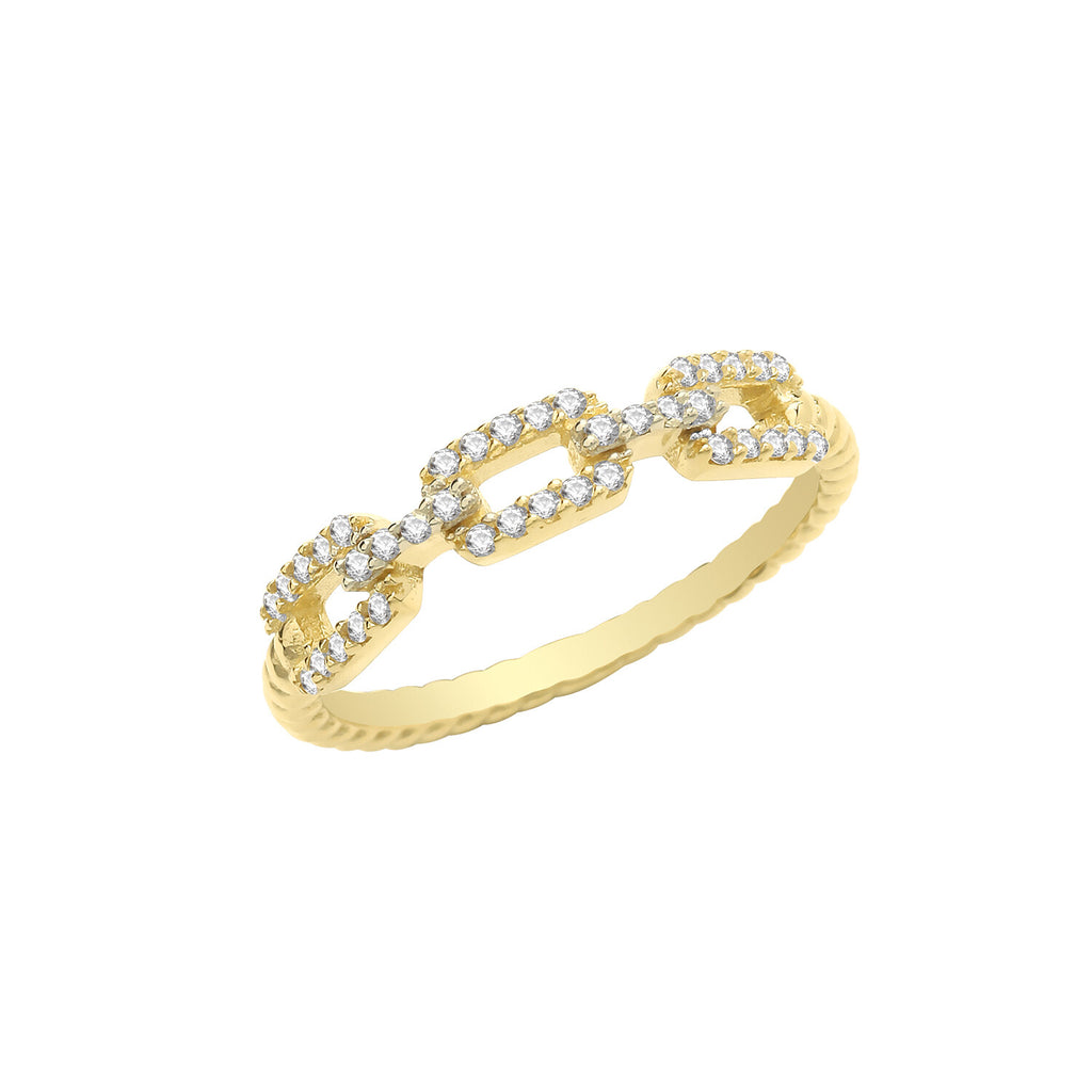 Chain Link Ring 9ct White Gold Hallmarked Sizes L - Q British Made