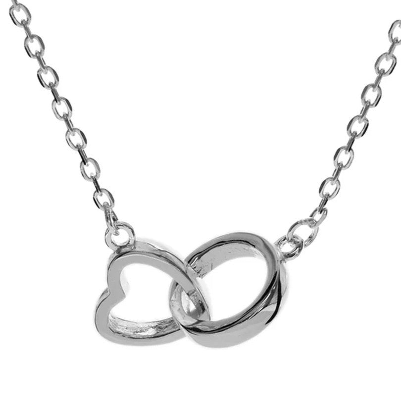 Eternal Heart Loop Necklace Solid Sterling Silver 925 Hallmarked British Made