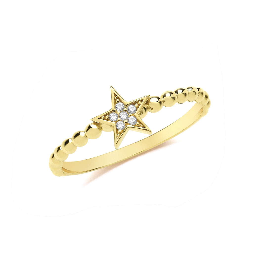 Star Bobble Ring 9ct Yellow Gold Hallmarked Sizes J - T British Made