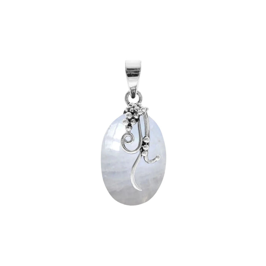 Oval Vine Moonstone Pendant Sterling Silver 925 Hallmarked All Chain Lengths
