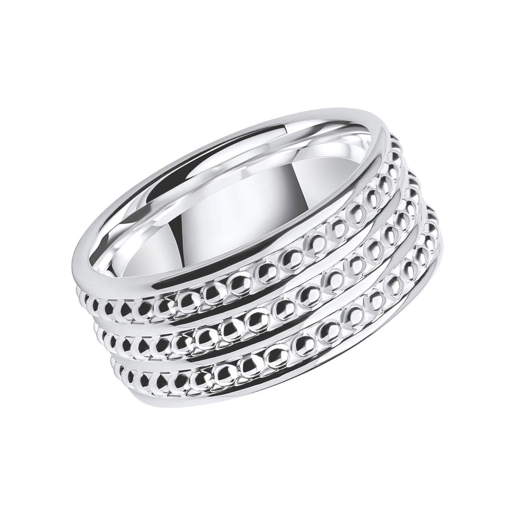 Ladies Wide Millegrain Band Ring 925 Hallmarked British Made Sizes K - N