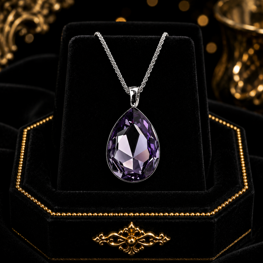 Large Tanzanite Teardrop Pendant Sterling Silver 925 Hallmark All Chain Lengths