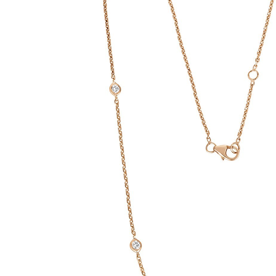5 Flush Natural Diamond Necklace 18ct Rose Gold Hallmarked British Made