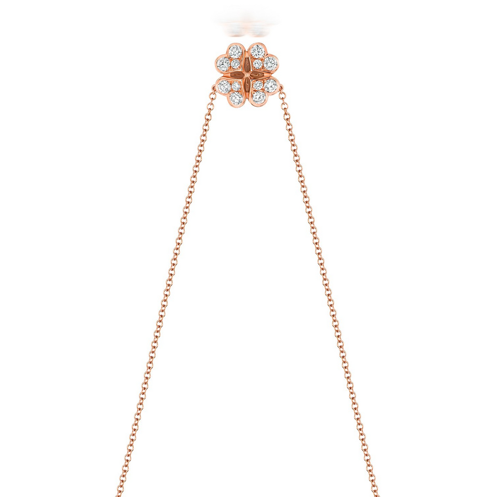 12 Natural Diamond Clover Necklace 18ct Rose Gold Hallmarked British Made