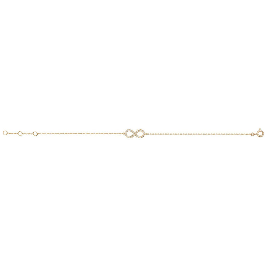 Ladies Pave Infinity Bracelet 9ct Yellow Gold 375 Hallmarked British Made