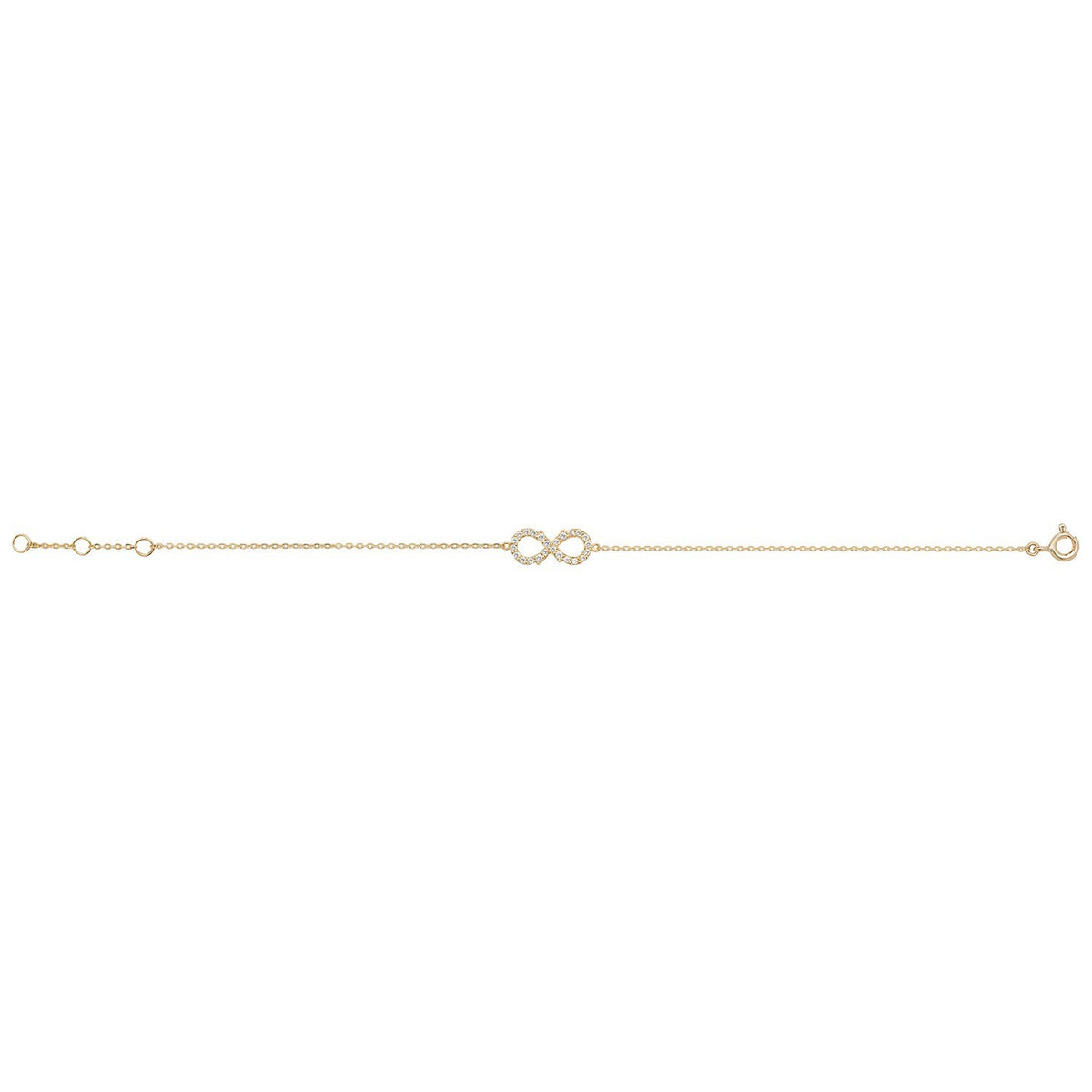 Ladies Pave Infinity Bracelet 9ct Yellow Gold 375 Hallmarked British Made
