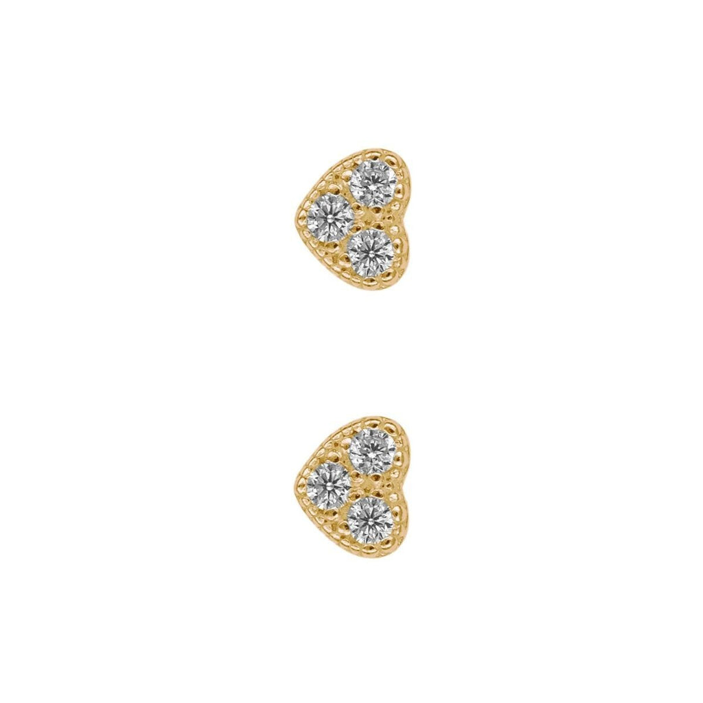 Zircon Heart Stud Earrings 9ct Yellow Gold Plated Hallmarked Brand New Boxed