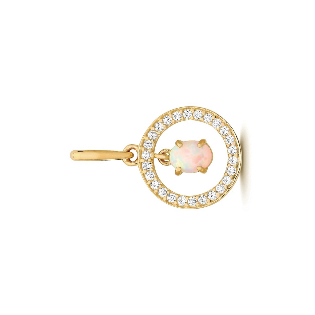 Natural Halo Opal 9ct Yellow Gold Pendant 375 Hallmarked All Chain Lengths