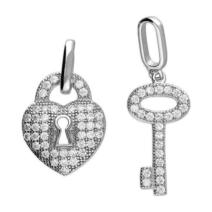 Heart & Key Pendant Sterling Silver 925 Hallmarked All Chain Lengths