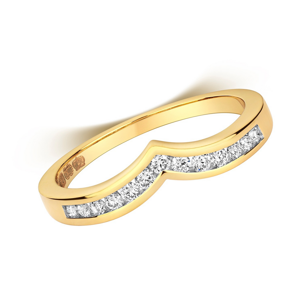 13 Natural Diamond Wishbone Ring 18ct Yellow Gold Hallmarked Sizes J - Q