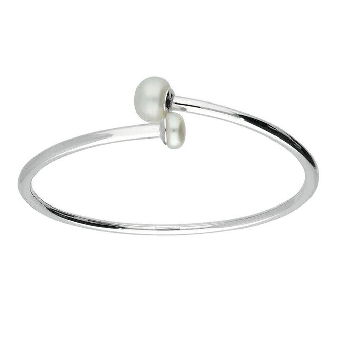 Italian Freshwater Pearl Bangle Sterling Silver 925 Hallmarked British Made