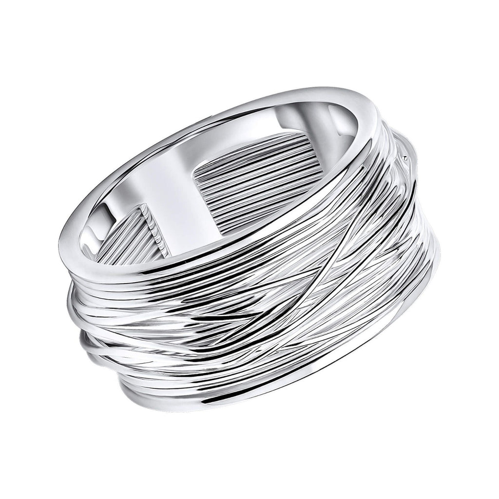 Ladies Wrapped Wire Band Ring 925 Hallmarked British Made Sizes K - R