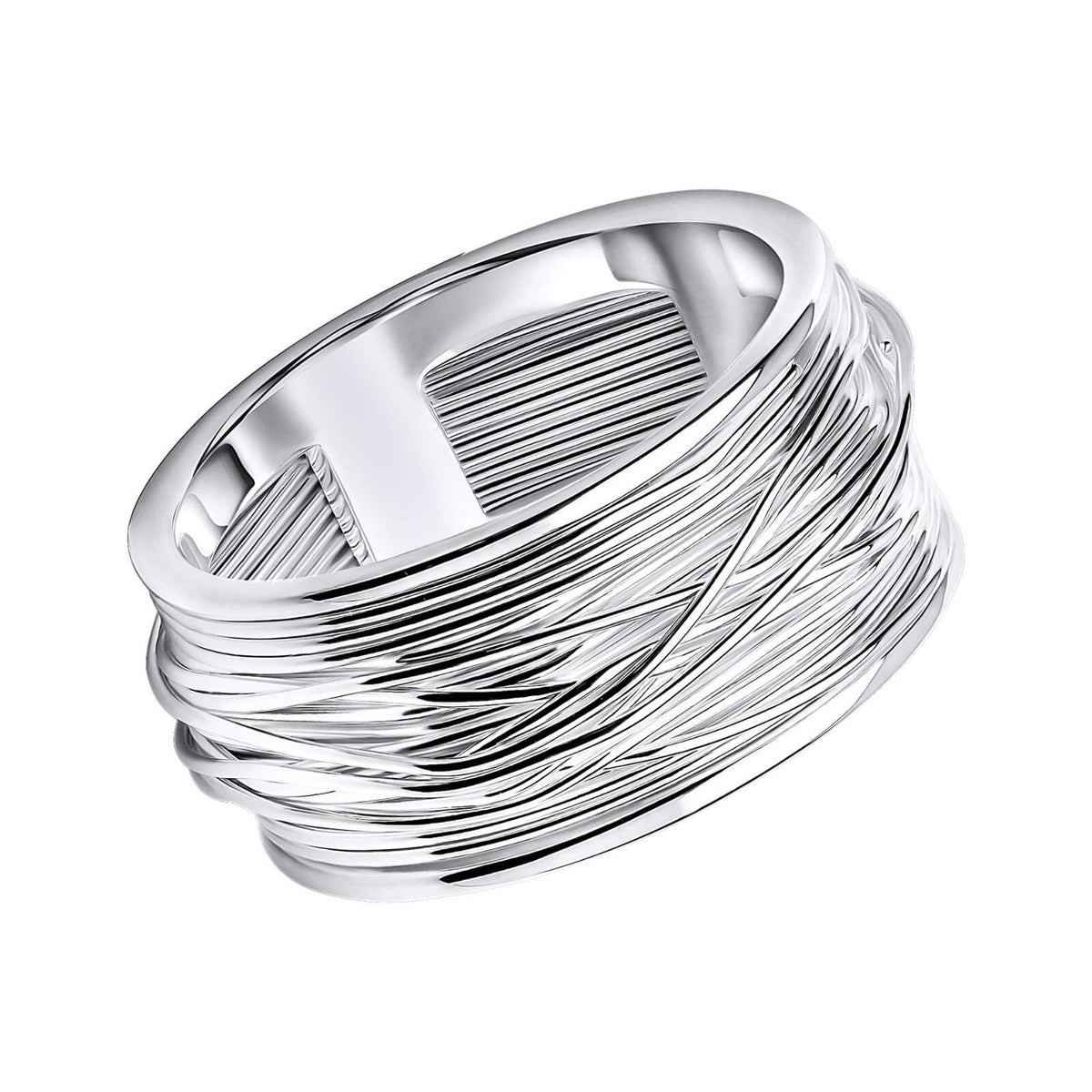 Ladies Wrapped Wire Band Ring 925 Hallmarked British Made Sizes K - R