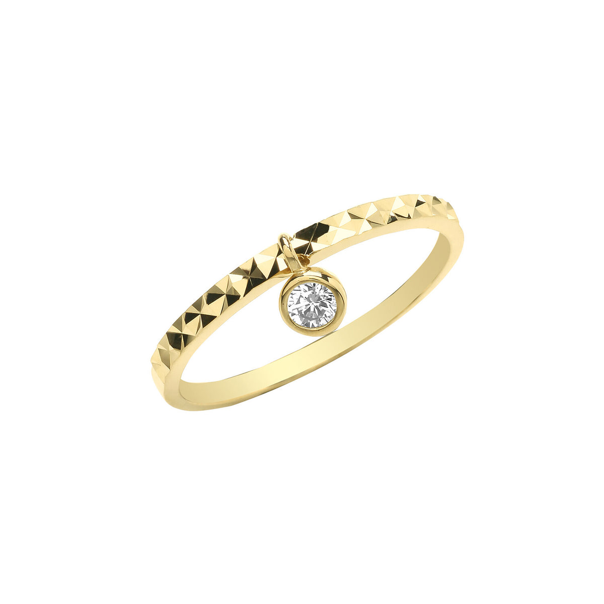 Gemstone Charm Dangle Ring 9ct Yellow Gold Hallmarked Sizes J - R British Made