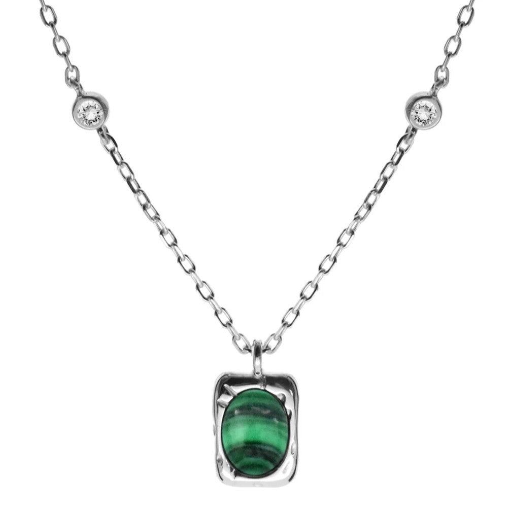 Vintage Malachite Necklace Solid Sterling Silver 925 Hallmarked British Made