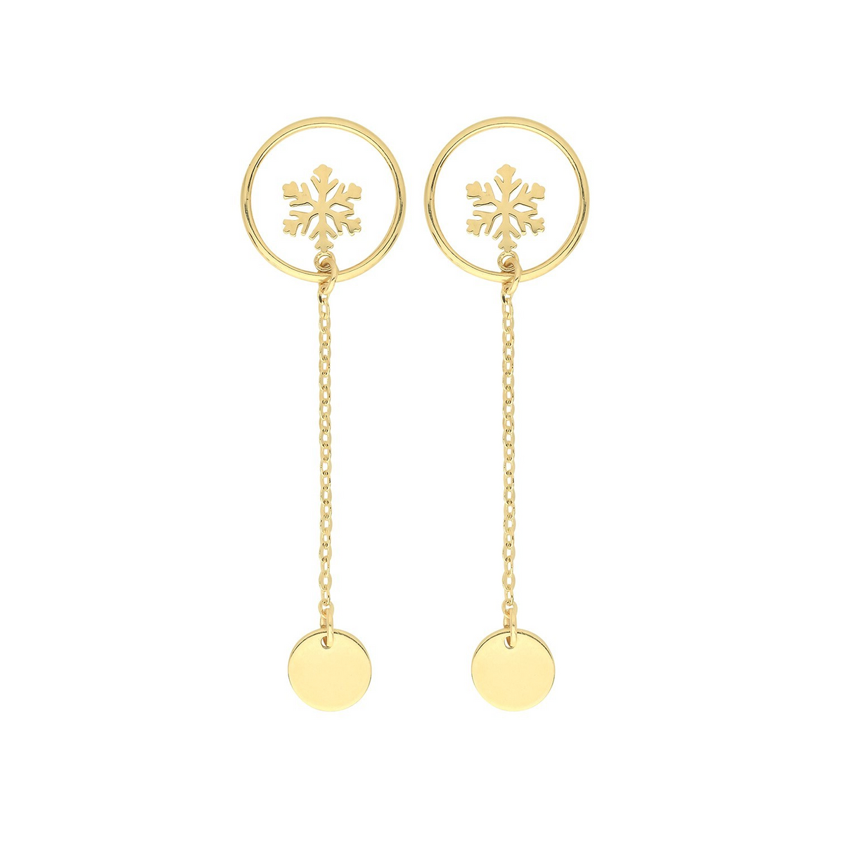 Snowflake Chain Drop Earrings 9ct Yellow Gold 375 Hallmarked Brand New Boxed