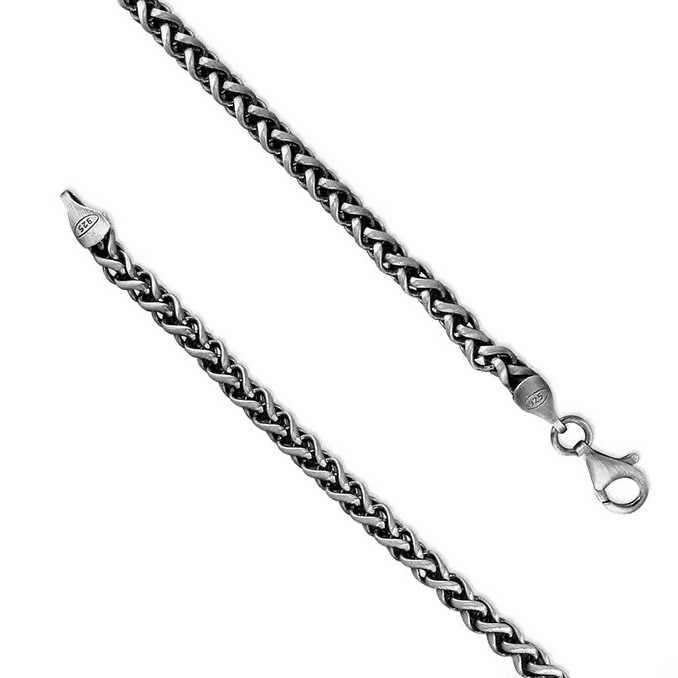 Oxidised Gents Solid Sterling Silver Rope Chain Bracelet 925 Hallmarked